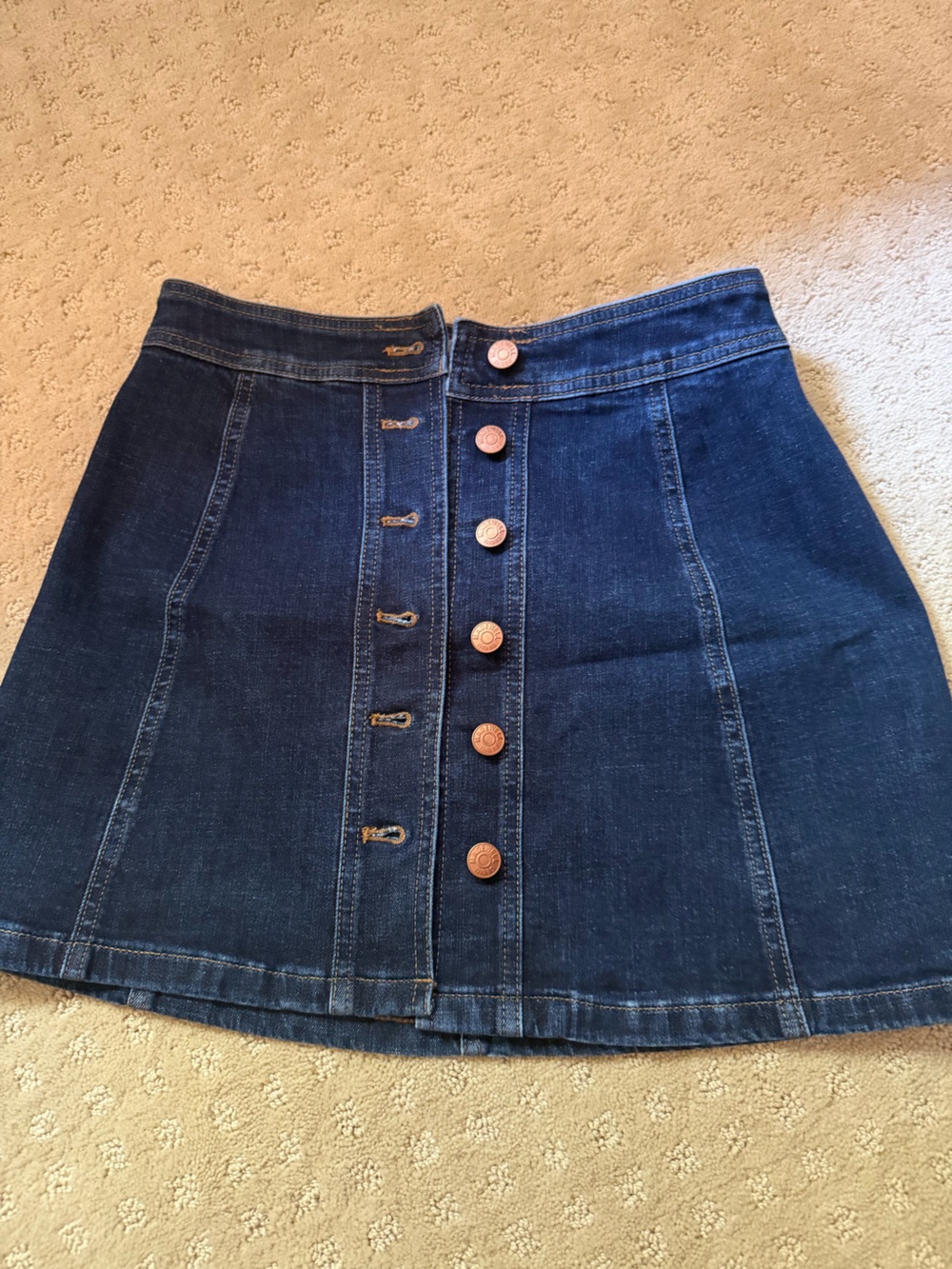 Madewell Dark Blue Button-Up Denim A-Line Skirt